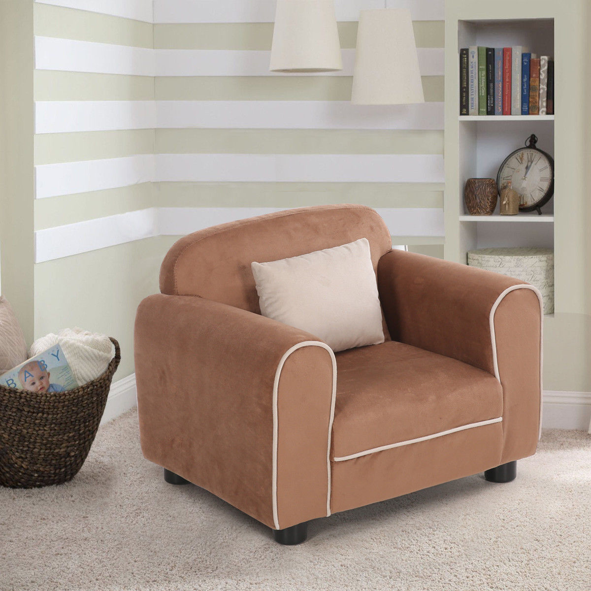 Costway Coffee Kids Sofa Armrest Chair Children Toddler Living Room Furniture w Cushion Costway Coffee Kids Sofa Armrest Chair Children Toddler Living Room Furniture w Cushion